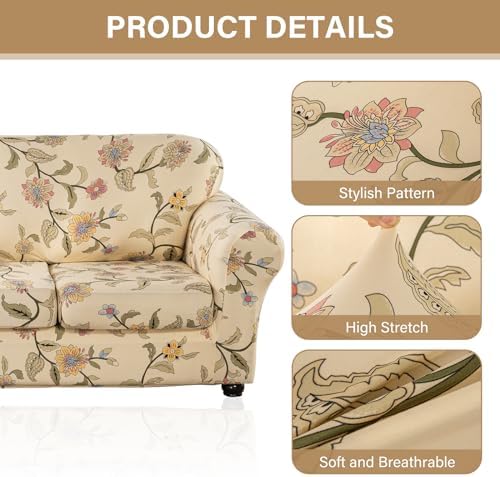 Lamberia Floral Pattern Sofa Slipcover 3 Piece Set