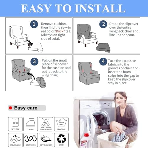 SHILINTONG Wingback Chair Slipcovers 2 Piece