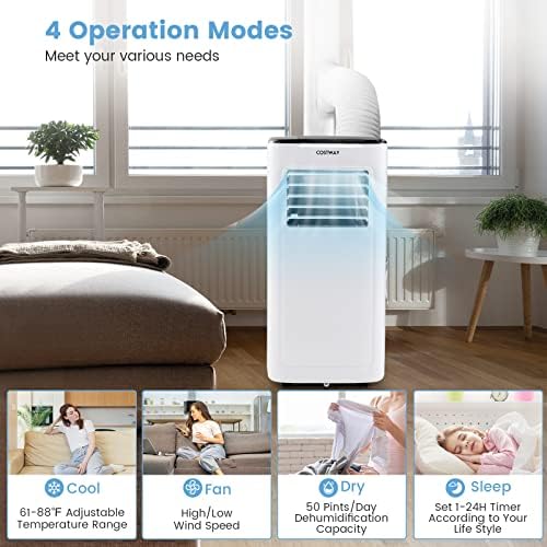 COSTWAY 9000 BTU Portable Air Conditioner with Dehumidifier