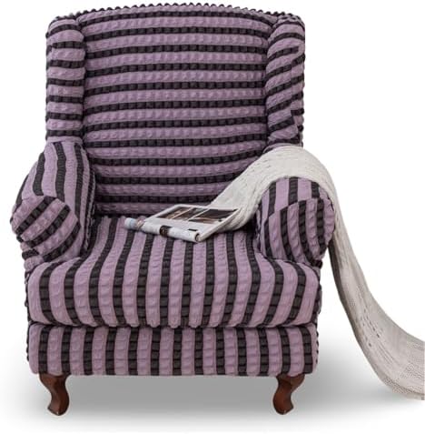 Wingback Chair Slipcovers Dual-Tone 2 Piece Set