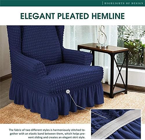 PURRSI Stretch Slipcover with Skirt Navy Blue