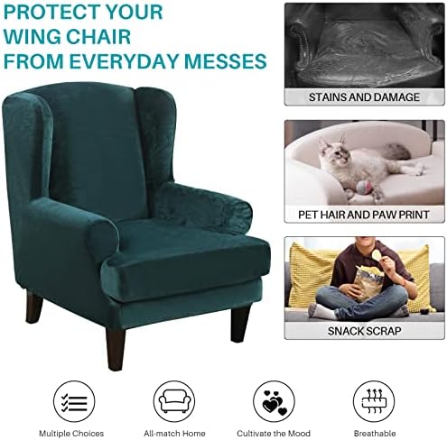 MIFXIN Velvet Stretch Wingback Chair Slipcover Set