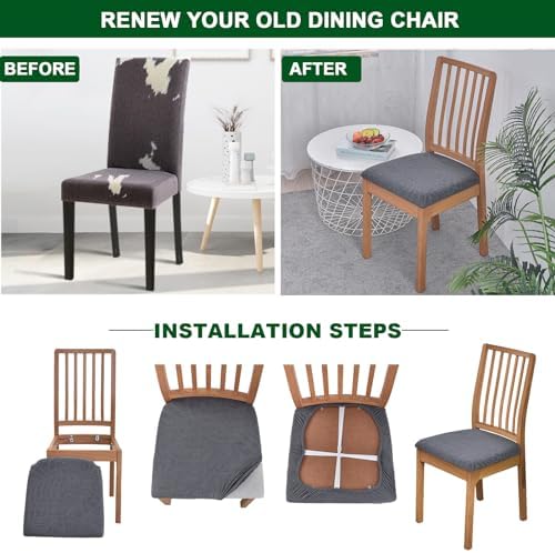 CRFATOP Waterproof Dining Chair Covers Set of 4 with Stretch Bench Slipcover