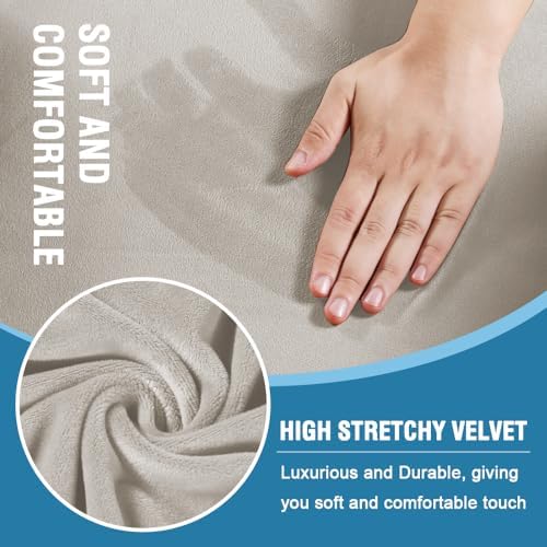 HVERSAILTEX Oatmeal Velvet Sofa Cover 2 Piece