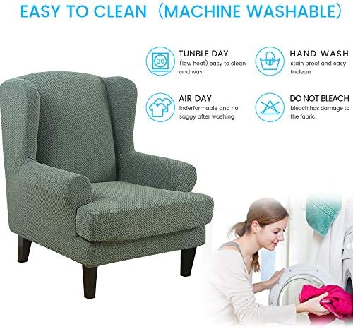 GULI Wingback Chair Cover 2-Piece Set Green