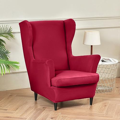 Stretch Wing Chair Slipcover 2 Piece Waterproof and Washable