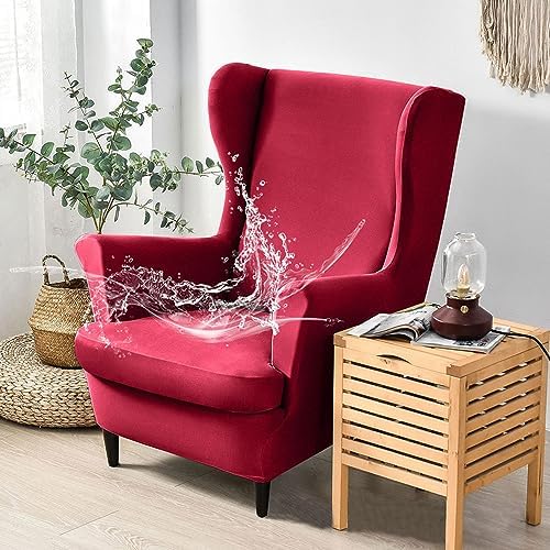 Stretch Wing Chair Slipcover 2 Piece Waterproof and Washable