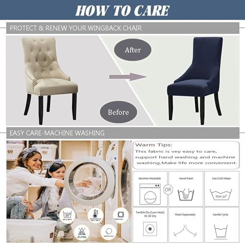 Light Brown Wingback Chair Slipcover 4PCS Velvet Stretch Cover