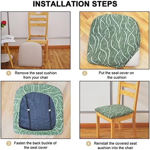 Dining Chair Covers Set of 4 Green Stretchable Slipcovers