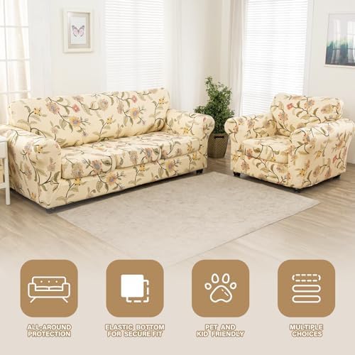 Lamberia Floral Pattern Sofa Slipcover 3 Piece Set