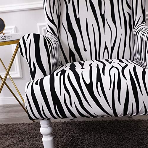 Wing Chair Covers 2 Pieces Zebra Striped Stretch