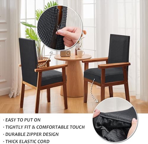 NICEEC Universal Deep Grey Arm Chair Covers Set of 2 with Zipper