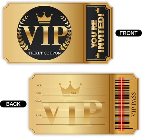 Double-Sided Movie Night VIP Party Invitations Set of 30 with Envelopes