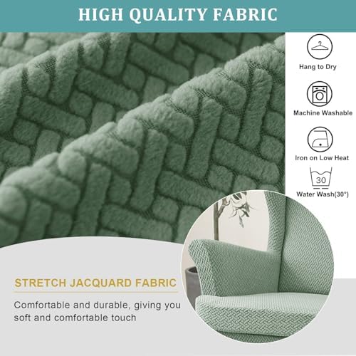 Somsiwey Stretch Wingback Chair Slipcover Set with Ottoman Cover