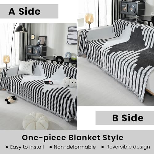 Boho Chenille Sofa Cover for Sectional Pet Friendly 71x118