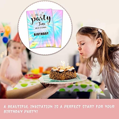 Tie Dye Birthday Invitations 20-Pack with Envelopes