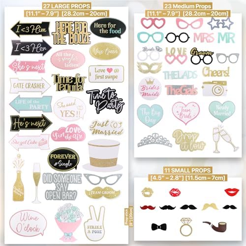 Soul Shift 60PCS Pastel Wedding Photo Booth Props - Ready to Use