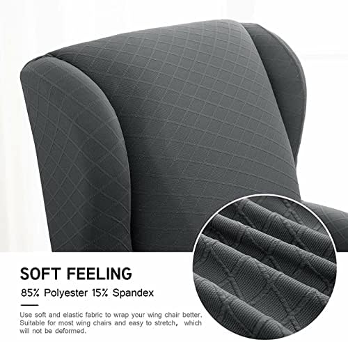 ENOVA HOME Wing Chair Slipcovers 2 Piece Set Grey