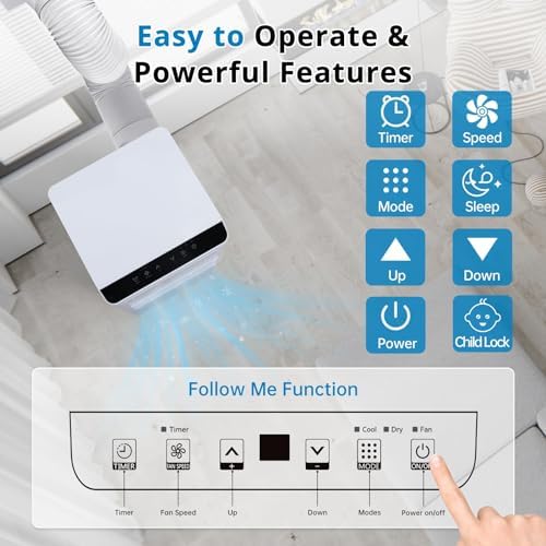 Euker 8000 BTU Portable Air Conditioner with Fan Mode and Dehumidifier