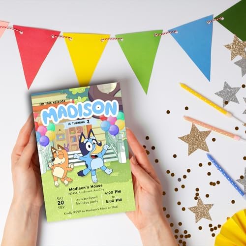 Custom 12 Puppy Birthday Invites with Envelopes Backyard