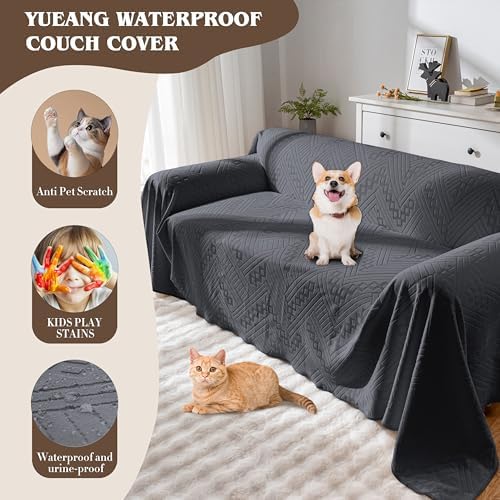 Waterproof Couch Cover with 3 Cushions Dark Grey
