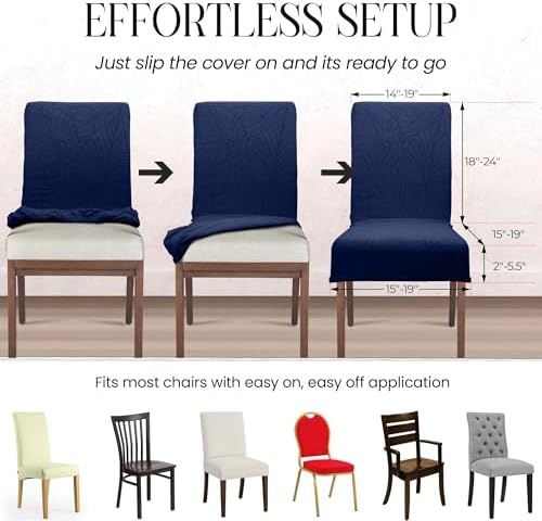 Waterproof Dining Chair Covers Set of 6 Navy Blue