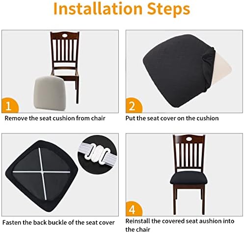 Waterproof Seat Cushion Covers 6PCS Black Stretch Jacquard