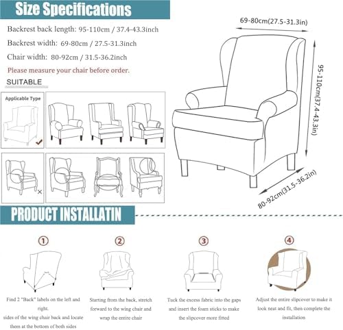 Wingback Chair Covers for Living Room and Bedroom