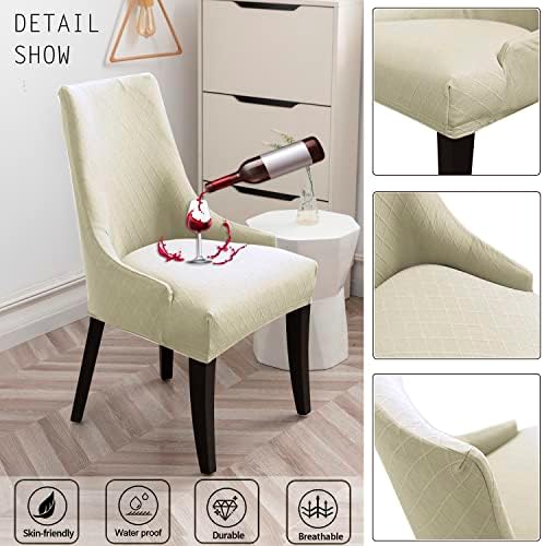 Wingback Chair Covers Reusable Set of 4 Beige