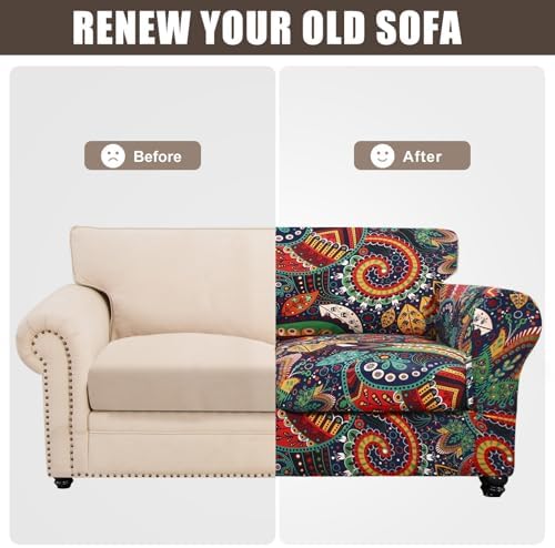 SearchI 3 Piece Sofa Slipcover with Cushion Covers for Pets and Kids