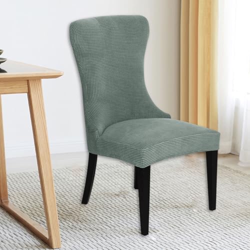 Stretch Wingback Chair Slipcover Set of 2 Light Green
