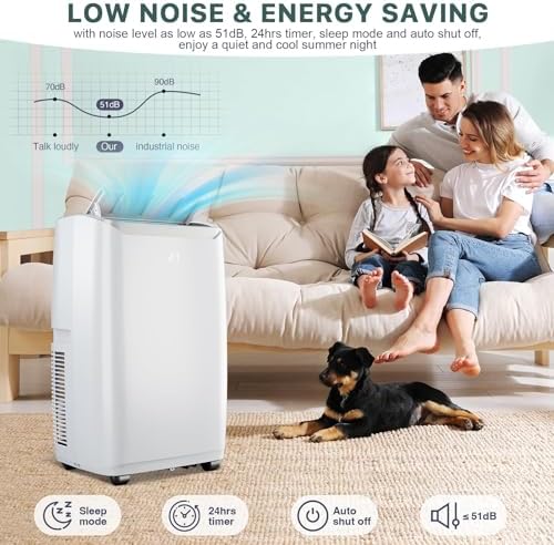 14000 BTU Portable Air Conditioner with Quiet Operation and Remote Control