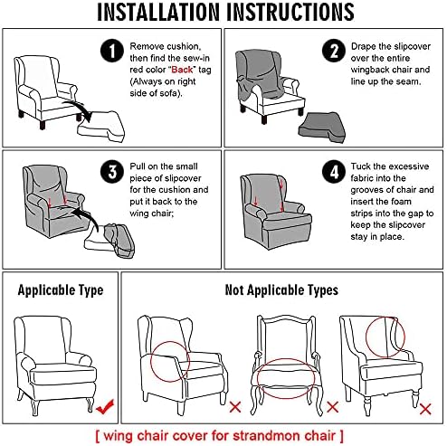 Solid Color Wingback Chair Covers 2 Piece Purple