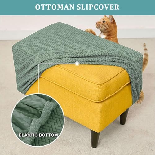 Somsiwey Stretch Wingback Chair Slipcover Set with Ottoman Cover