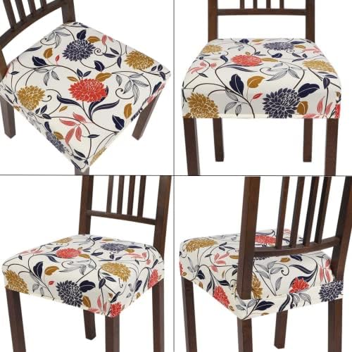SearchI Water Repellent Dining Chair Seat Covers Set of 4 Orange Flower