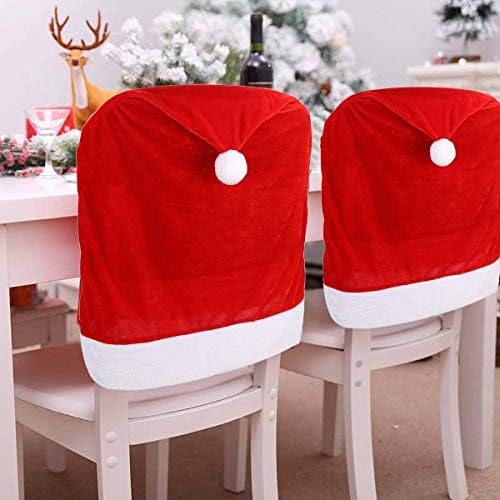 CCINEE 6PCS Christmas Chair Covers with Santa Hat Design
