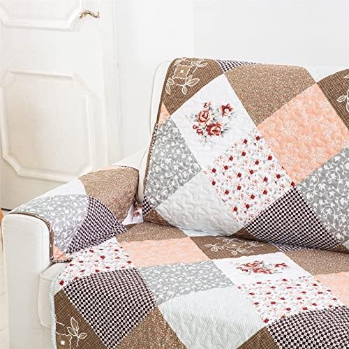 Yiran Floral Patchwork Sofa Cover Soft Microfiber 3 Seater