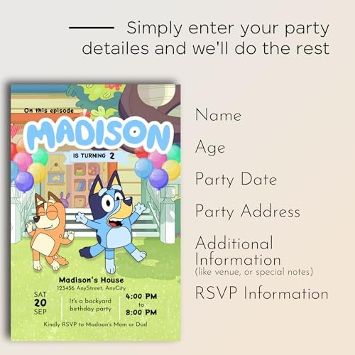 Custom 12 Puppy Birthday Invites with Envelopes Backyard