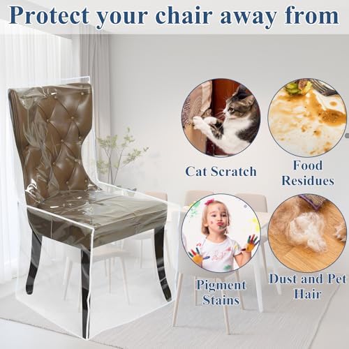 4 Pack Clear PVC Chair Covers with Backrests