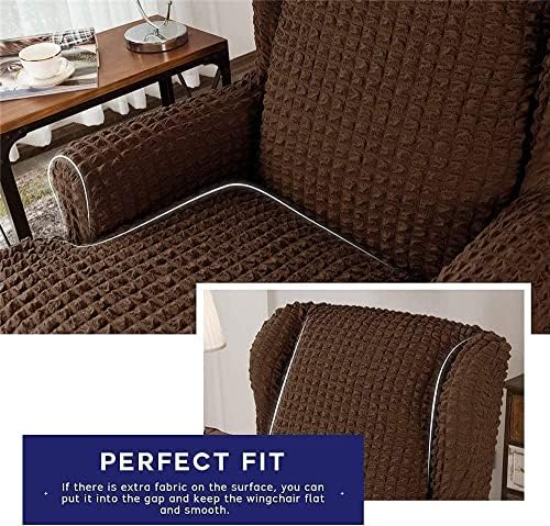 Brown Stretch Slipcover with Skirt for Wingback Chair