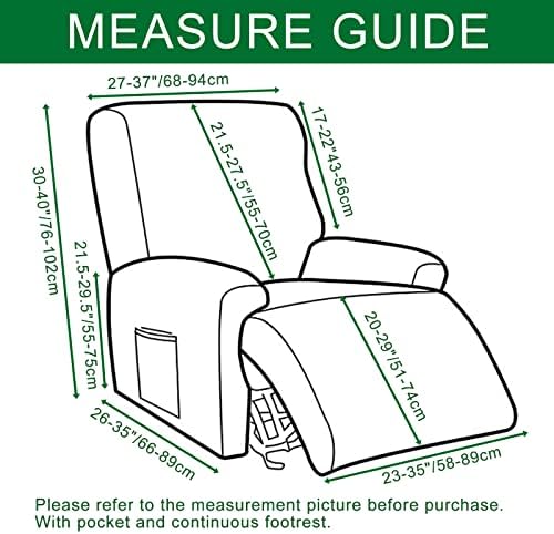 CRFATOP Recliner Chair Slipcover with Pockets 4-Piece Set