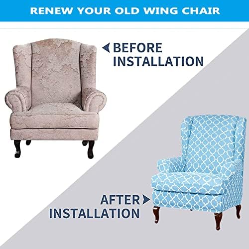 YOPOIY 2 Piece Soft Wingback Chair Cover