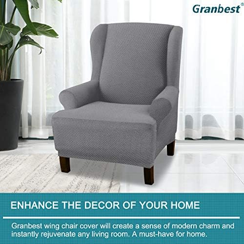 Granbest Premium Thick Wingback Chair Cover Light Gray