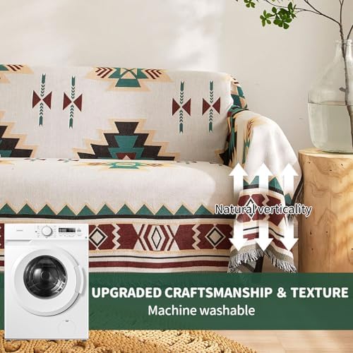 ROOMLIFE Aztec Boho Sofa Cover Blanket with Tassels