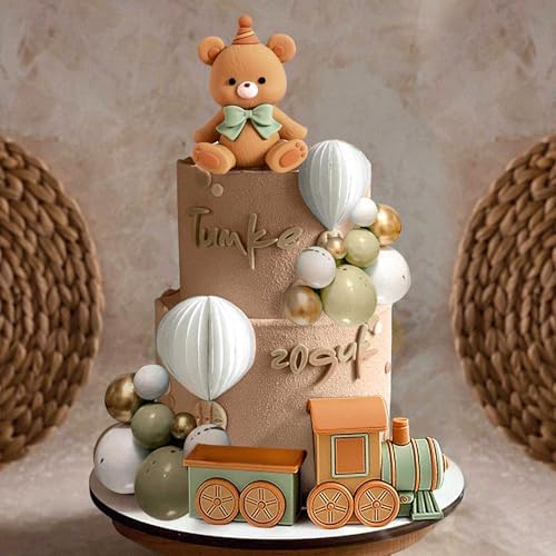 JeVenis Sage Green Bear Cake Decoration Set