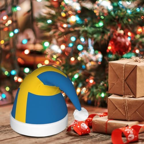 Swedish Flag Christmas Hat with LED Lights