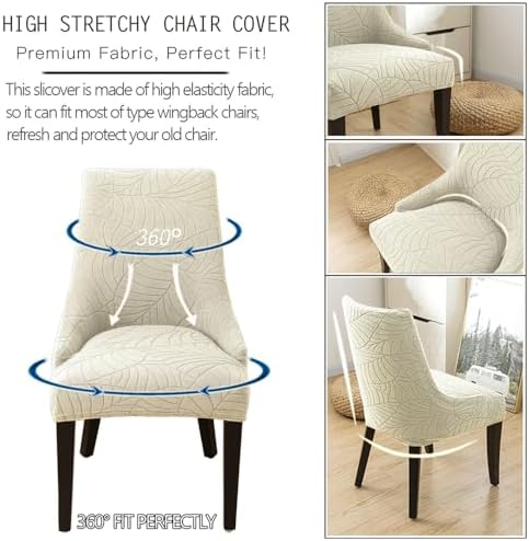 Wingback Chair Cover with Spandex Material 2PCS Beige