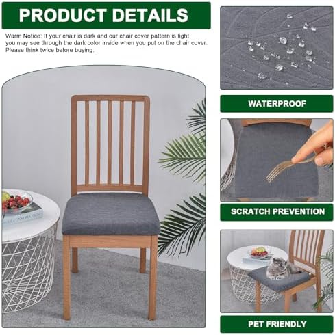 CRFATOP Waterproof Dining Chair Covers Set of 4 with Stretch Bench Slipcover