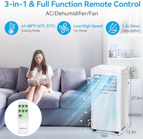 Coolblus Portable Air Conditioner 12000 BTU 550 Sq Ft White Renewed