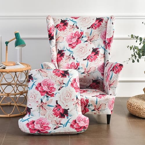 Pendejato Wing Chair Slipcovers 2 Pink Pieces Set